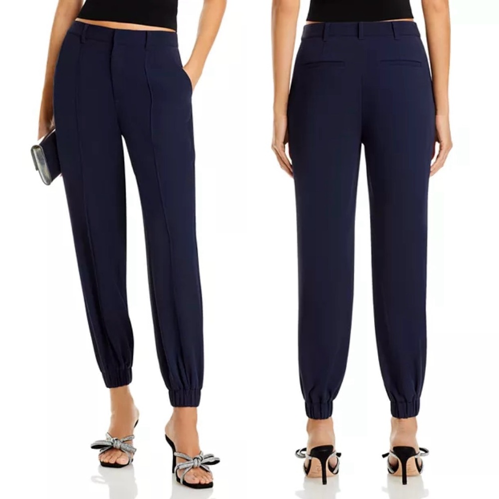 Cinq à Sept Tabitha Tapered Crepe Jogger Pants in Navy Size 2